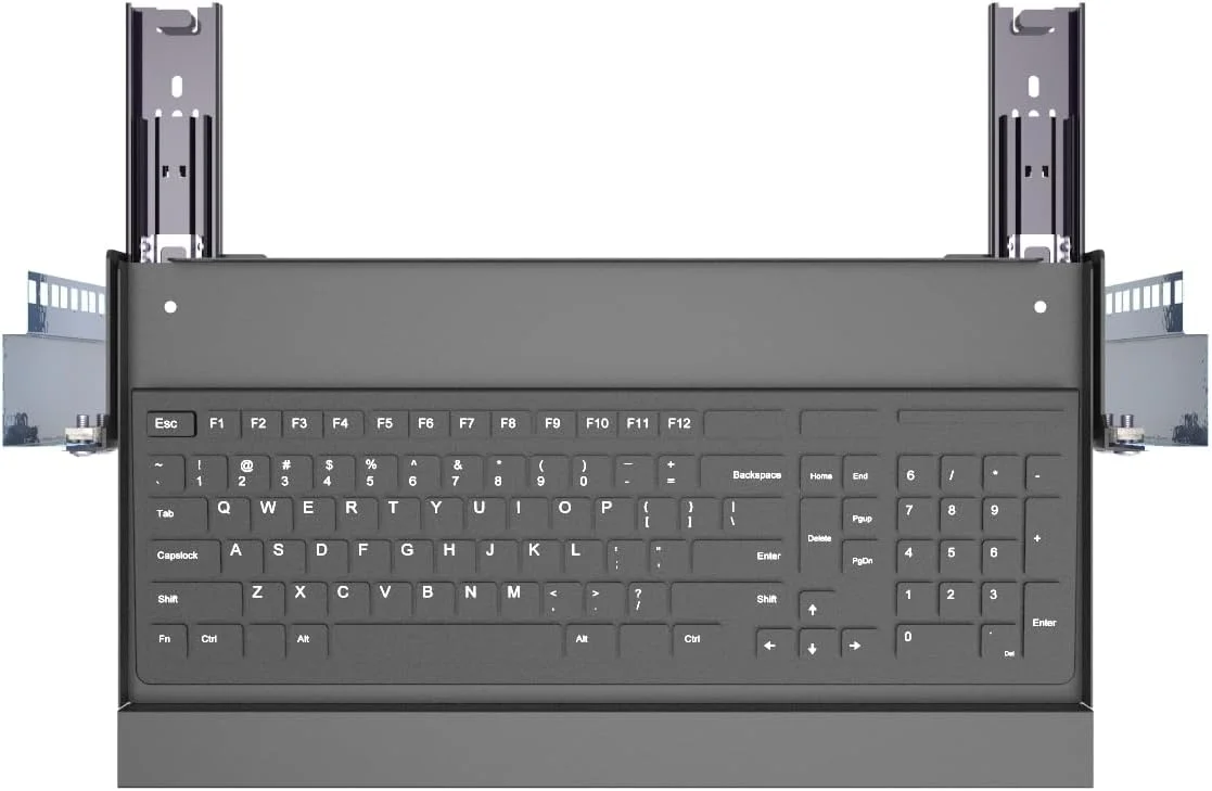 سینی کیبورد 1U JINGCHENGMEI، قفسه کشویی یونیورسال 19 اینچی برای رک سرور یا کابینت شبکه (8 اینچ)