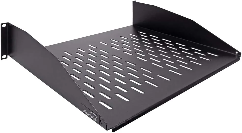 قفسه کنسولی رک مونت 2U یونیورسال NavePoint با عمق 14 اینچ، رنگ مشکی و دارای تهویه