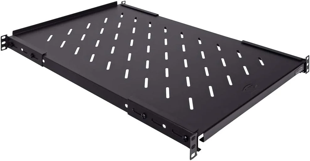 قفسه تهویه دار 4 پایه NavePoint، قابل تنظیم، مشکی، عمق 750 میلی متر، 1U، 242 پوند، فولاد نورد سرد، دارای گواهی CE