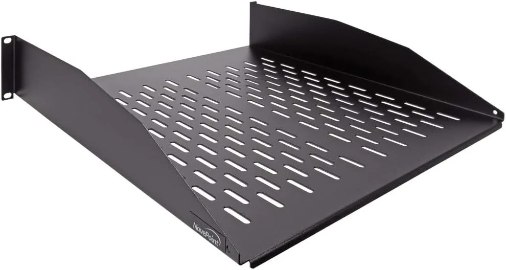 طبقه ثابت قفسه سرور کنسولی تهویه دار یونیورسال 19 اینچی NavePoint 2U با عمق 18 اینچ - مشکی