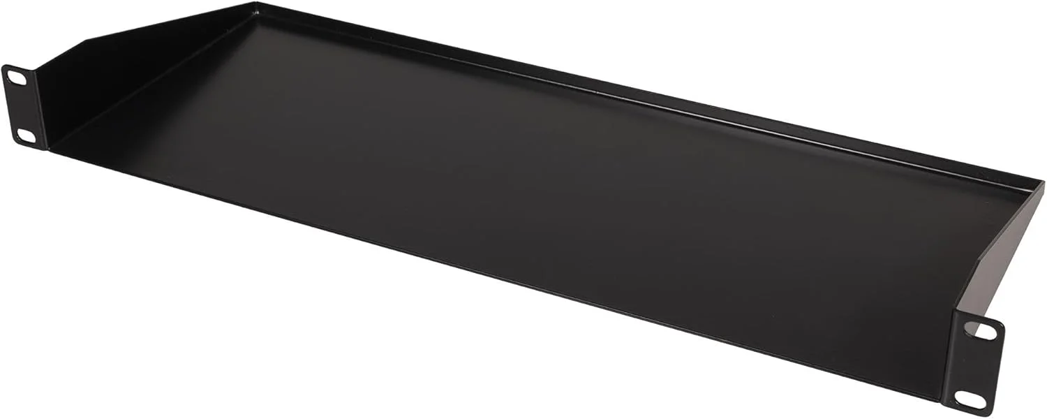 قفسه رک 19 اینچی PULSE، عمق 180 میلی متر، فولاد سنگین 1.5 میلی متر، پوشش پودری مشکی، ذخیره سازی رک باریک و صرفه جویی در فضا برای سرورها، تجهیزات صوتی، الکترونیک - RKSS-1U180