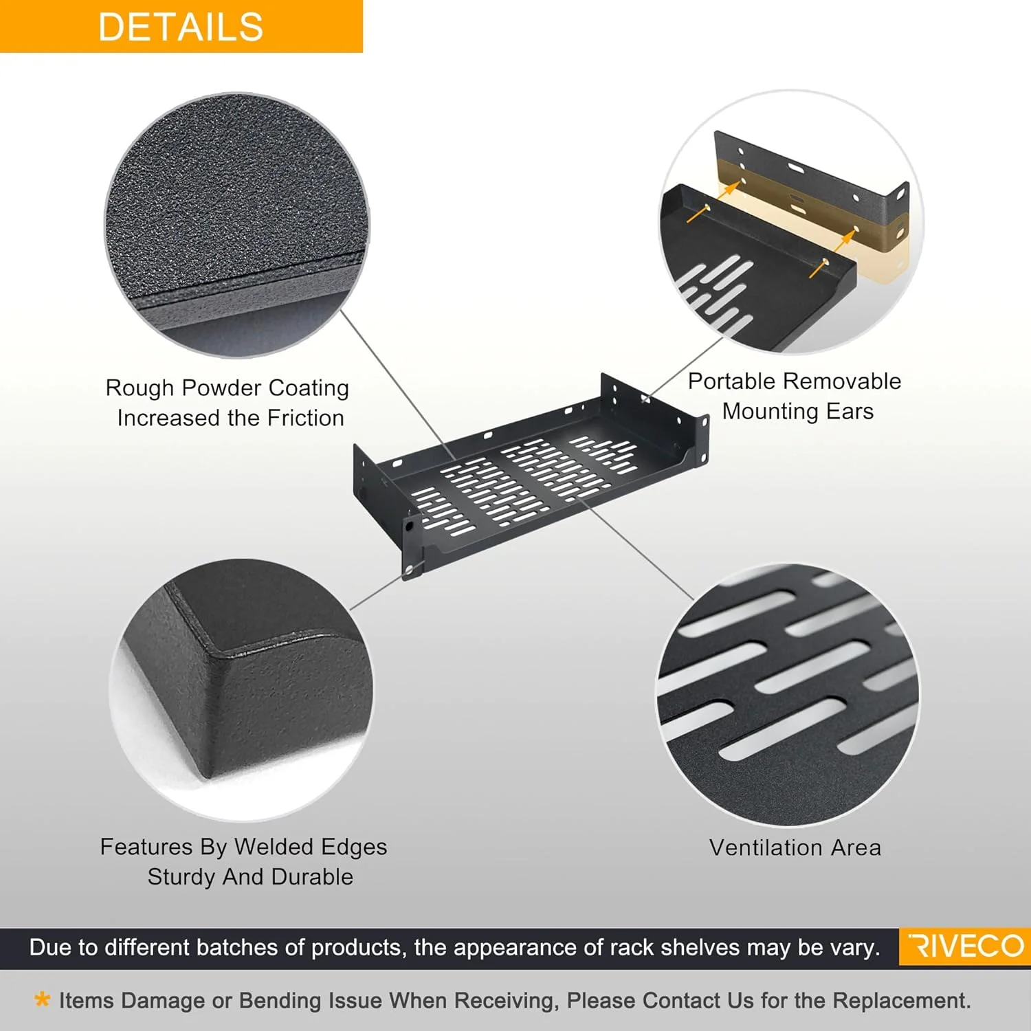 قفسه رک RIVECO، دو عدد، 6 اینچی، برای رک و کابینت شبکه 19 اینچی، سینی کنسولی تهویه دار 1U، برای سرور، تجهیزات IT و صوتی