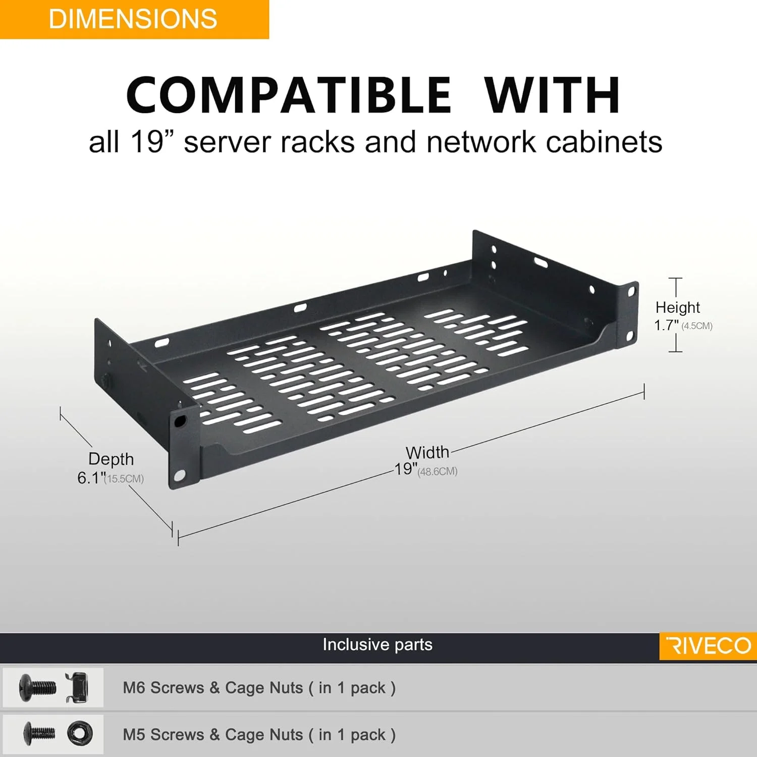 قفسه رک RIVECO، دو عدد، 6 اینچی، برای رک و کابینت شبکه 19 اینچی، سینی کنسولی تهویه دار 1U، برای سرور، تجهیزات IT و صوتی