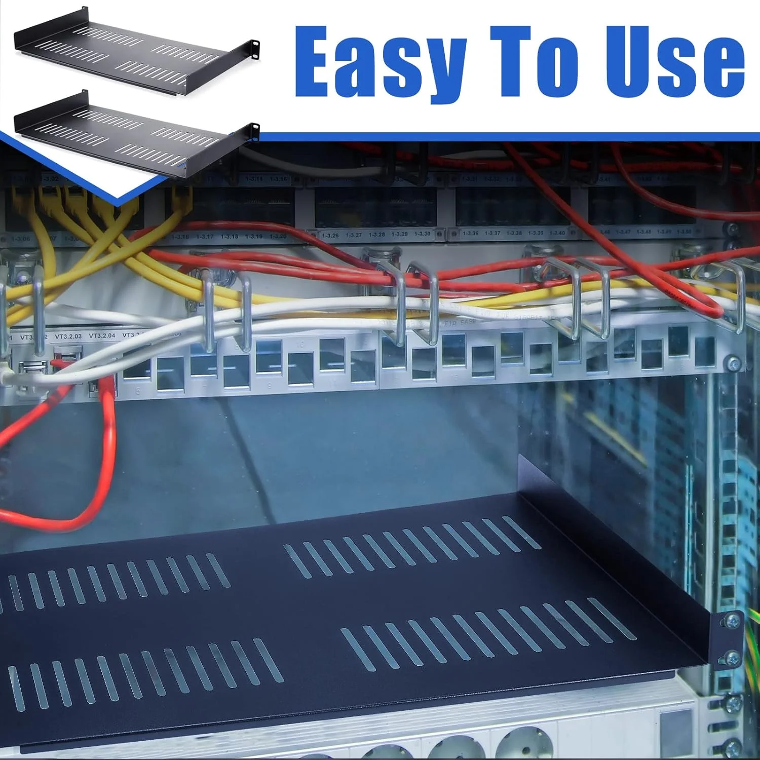 قفسه رک تایین، 2 عدد، قفسه نصب رک تهویه دار، قفسه رک سرور سنگین جهانی برای رک و کابینت تجهیزات شبکه 19 اینچی، عمق 10 اینچ (1U، 19 x 10 x 1.7 اینچ)