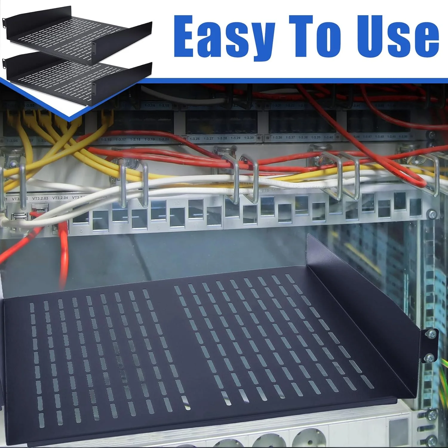 دو عدد قفسه رک، قفسه نصب رک تهویه دار، قفسه رک سرور سنگین جهانی برای رک و کابینت تجهیزات شبکه 19 اینچی، ظرفیت وزنی 20 کیلوگرم، عمق 41 سانتی متر (2U، 48x41x9 سانتی متر)