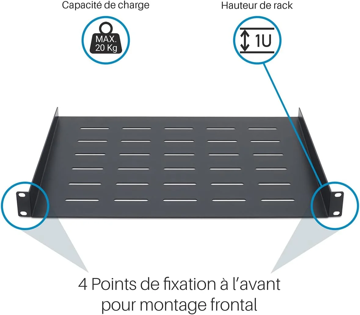 WAYTEX 37466 قفسه 1U 19 اینچی با جعبه ذخیره سازی عمق 350 میلی متر نصب ثابت - مشکی