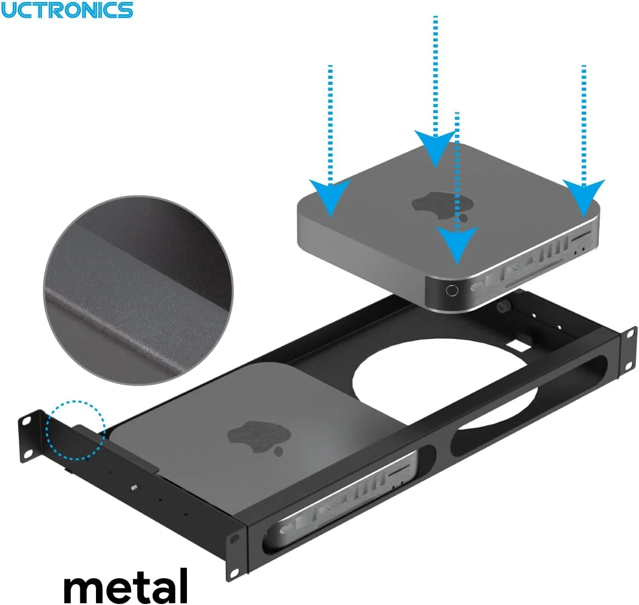 نگهدارنده رک 1U مک مینی UCTRONICS با براکت های جانبی، رک مونت 19 اینچی، پشتیبانی از 2 واحد از تمام مدل های مک مینی M2 و M1