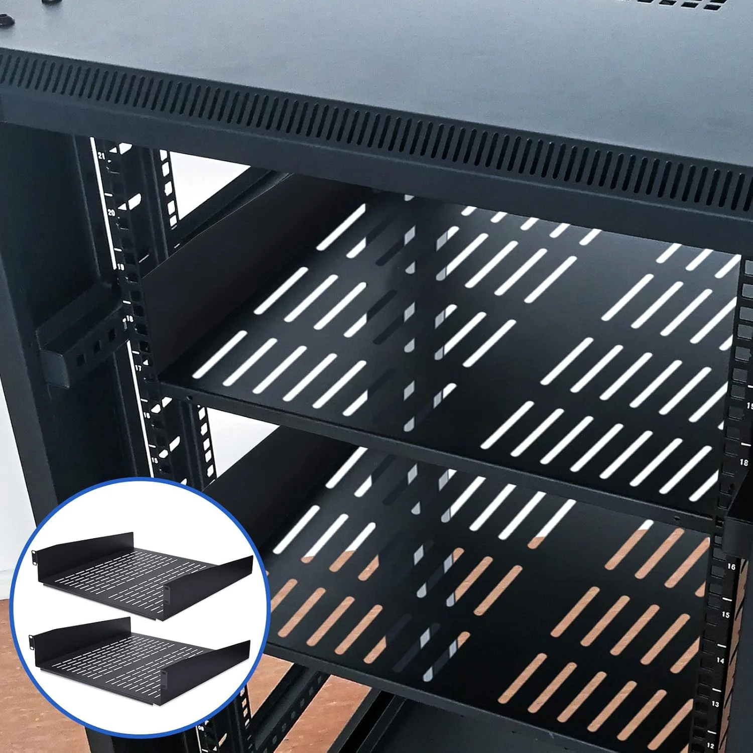 دو عدد قفسه رک، قفسه نصب رک تهویه دار، قفسه رک سرور سنگین جهانی برای رک و کابینت تجهیزات شبکه 19 اینچی، ظرفیت وزنی 20 کیلوگرم، عمق 41 سانتی متر (2U، 48x41x9 سانتی متر)