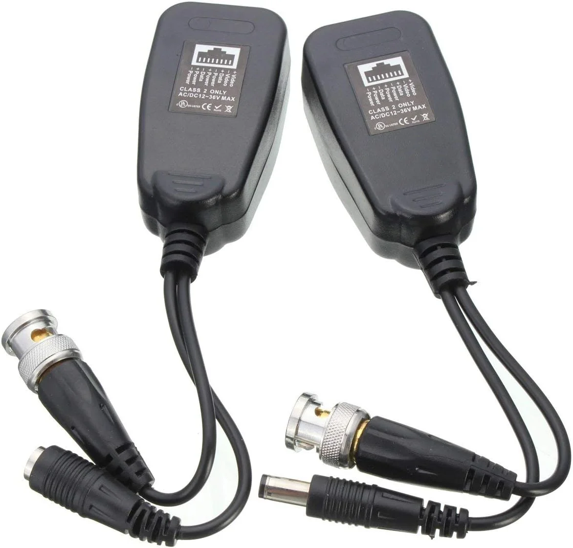 ۲ جفت بالون ویدئویی پسیو، ویدئو و برق ۲ در ۱، فرستنده و گیرنده شبکه از راه دور، کابل Cat5e/Cat6 به کانکتور BNC، آداپتور BNC به RJ45 برای سیستم های دوربین مداربسته امنیتی HD