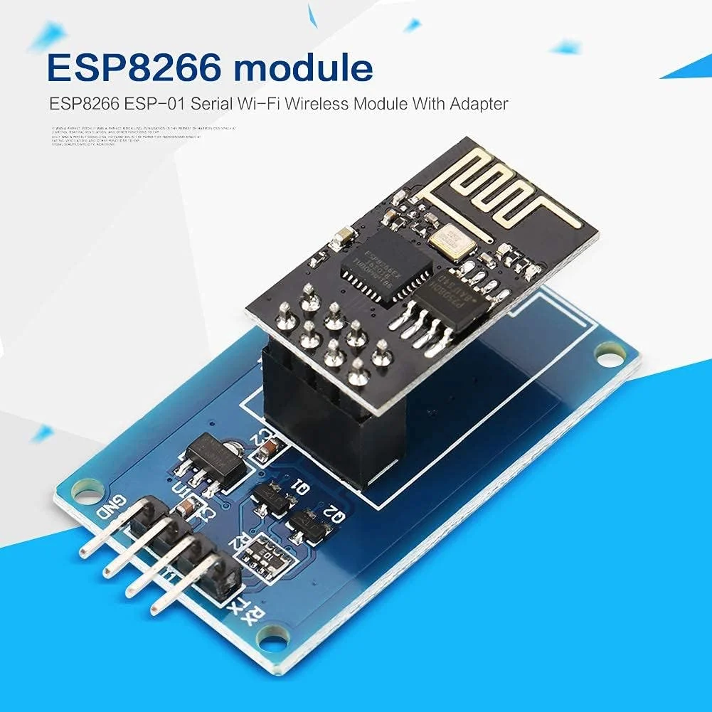 ماژول وای فای بی سیم ESP8266 ESP-01 با برد فرستنده و گیرنده سیگنال سریال TTL و رگولاتور LDO 3.3 ولت برای شبکه