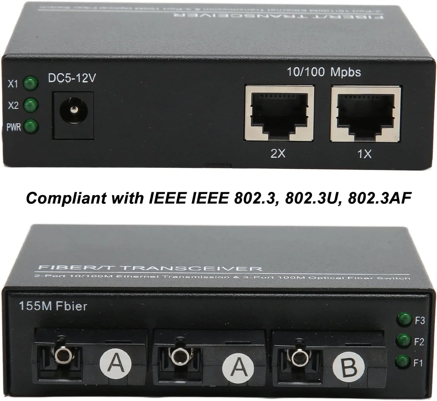 مبدل رسانه فیبر اترنت، فرستنده و گیرنده فیبر، مبدل رسانه پورت RJ45، Tx1310nm 10/100 مگابیت بر ثانیه 100-240 ولت