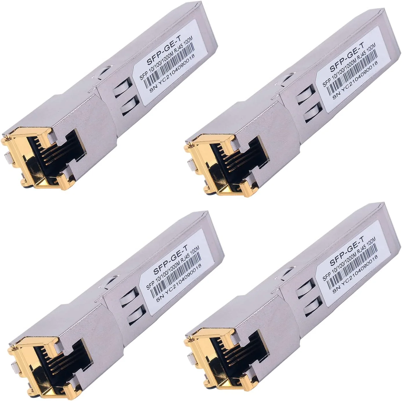 فرستنده و گیرنده ماژولار اترنت مسی گیگابیتی SFP به RJ45 مدل GESD 4PCS 1000BASE-T برای سیسکو، مراکی، یوبیکیوتی، دی/تی پی لینک، سوپرمیکرو، نت گیر، برودکام، 1.25G SFP-T CAT5E/CAT6 تا 100 متر Mikrotik S-RJ01