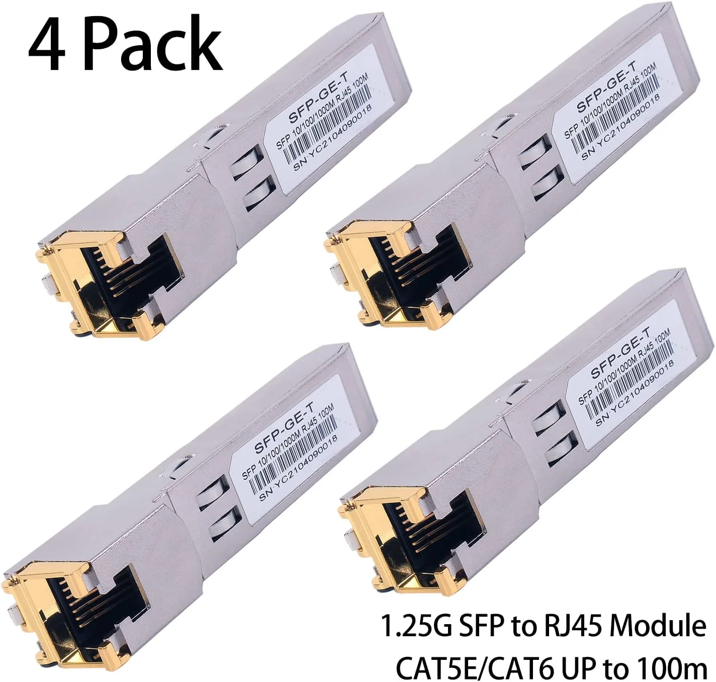 فرستنده و گیرنده ماژولار اترنت مسی گیگابیتی SFP به RJ45 مدل GESD 4PCS 1000BASE-T برای سیسکو، مراکی، یوبیکیوتی، دی/تی پی لینک، سوپرمیکرو، نت گیر، برودکام، 1.25G SFP-T CAT5E/CAT6 تا 100 متر Mikrotik S-RJ01