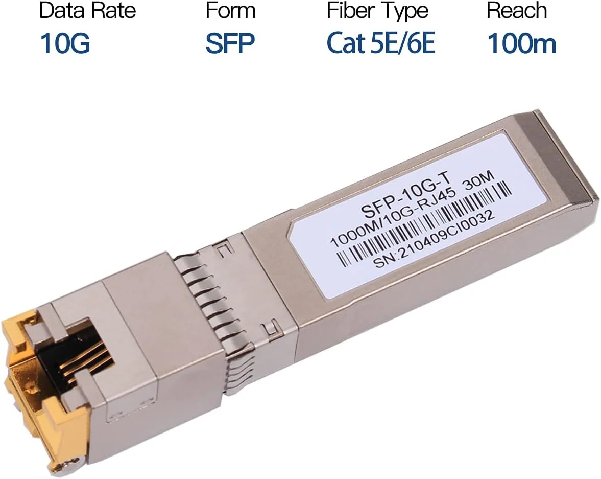 ماژول مسی SFP+ RJ45 دو عددی GESD با سرعت 1.25/2.5/5/10G - تا 30 متر با سازگاری CAT.6a/7 برای سیسکو، یوبیکیوتی، نت گیر، دی-لینک، سوپرمیکرو، تی پی-لینک، میکروتیک، یونیفای و غیره، فرستنده و گیرنده SFP 10GBase-T