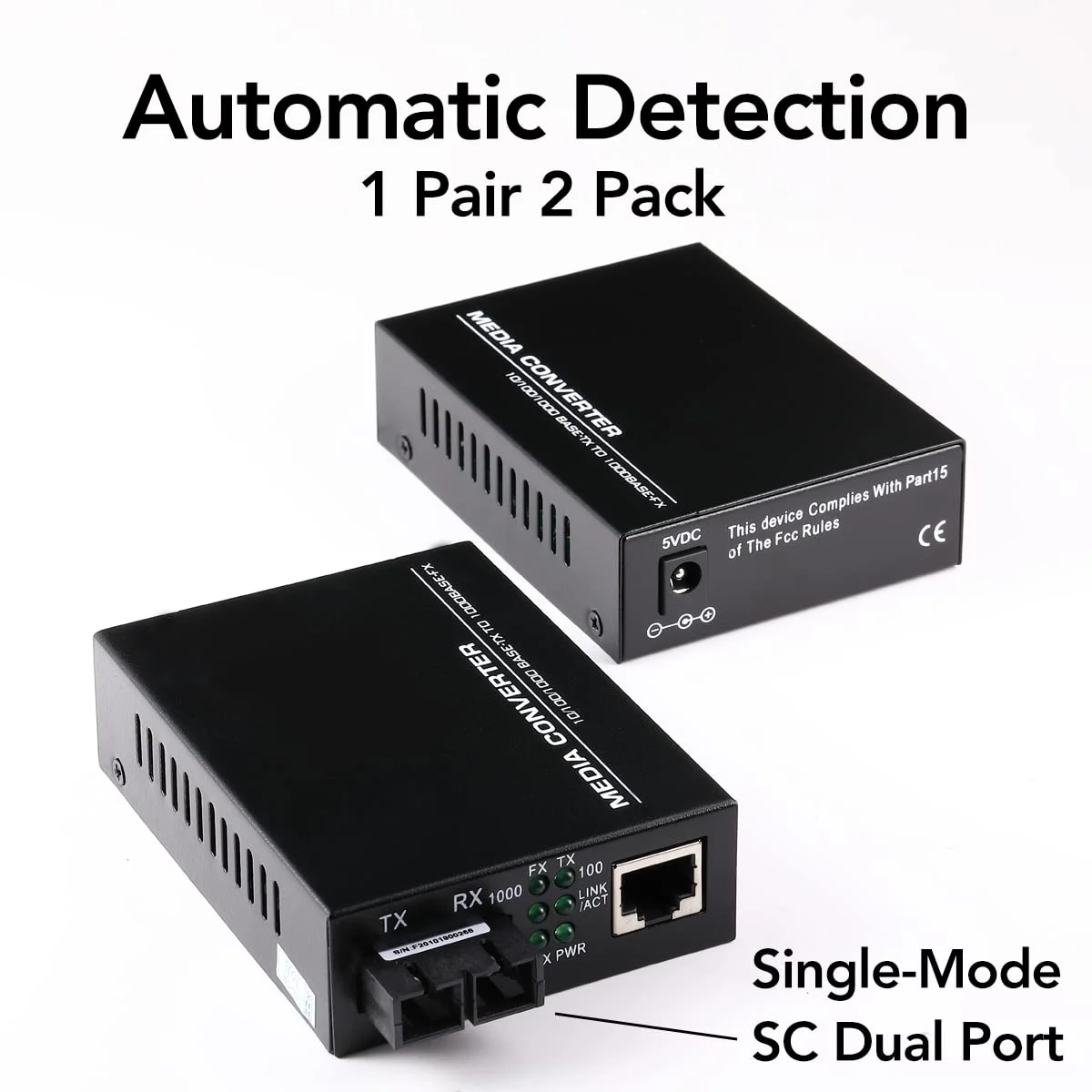 مبدل رسانه ای اترنت گیگابیتی فیبر نوری تک حالته دوگانه SC (یک جفت Bidi) GESD، مینی 1x 10/100/1000Base-T RJ45 به فرستنده گیرنده مبدل اسلات 1000Base-SC، تا 30 کیلومتر 1310 نانومتر، AC 100V~240V