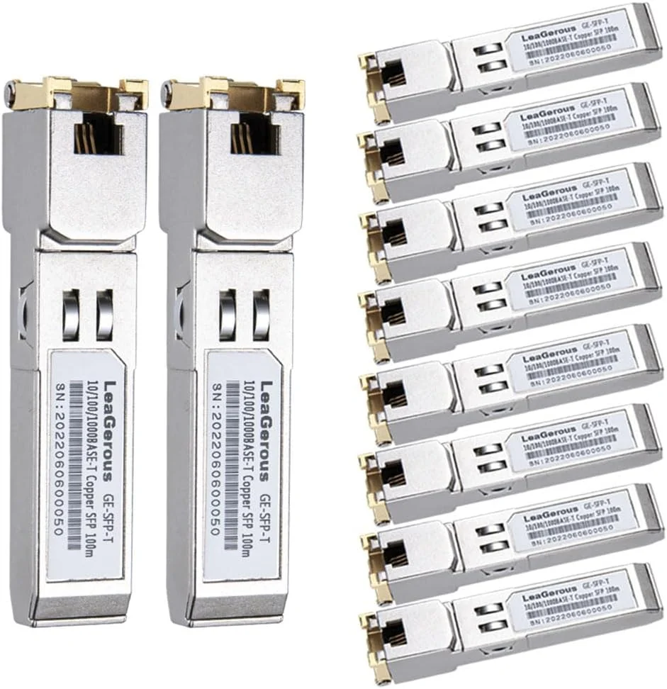 ماژول تبدیل 10 عددی SFP گیگابیتی 1.25 به RJ45 10/100/1000M با قابلیت مذاکره خودکار، پشتیبانی از کابل 100 متری cat5/cat5e/cat6