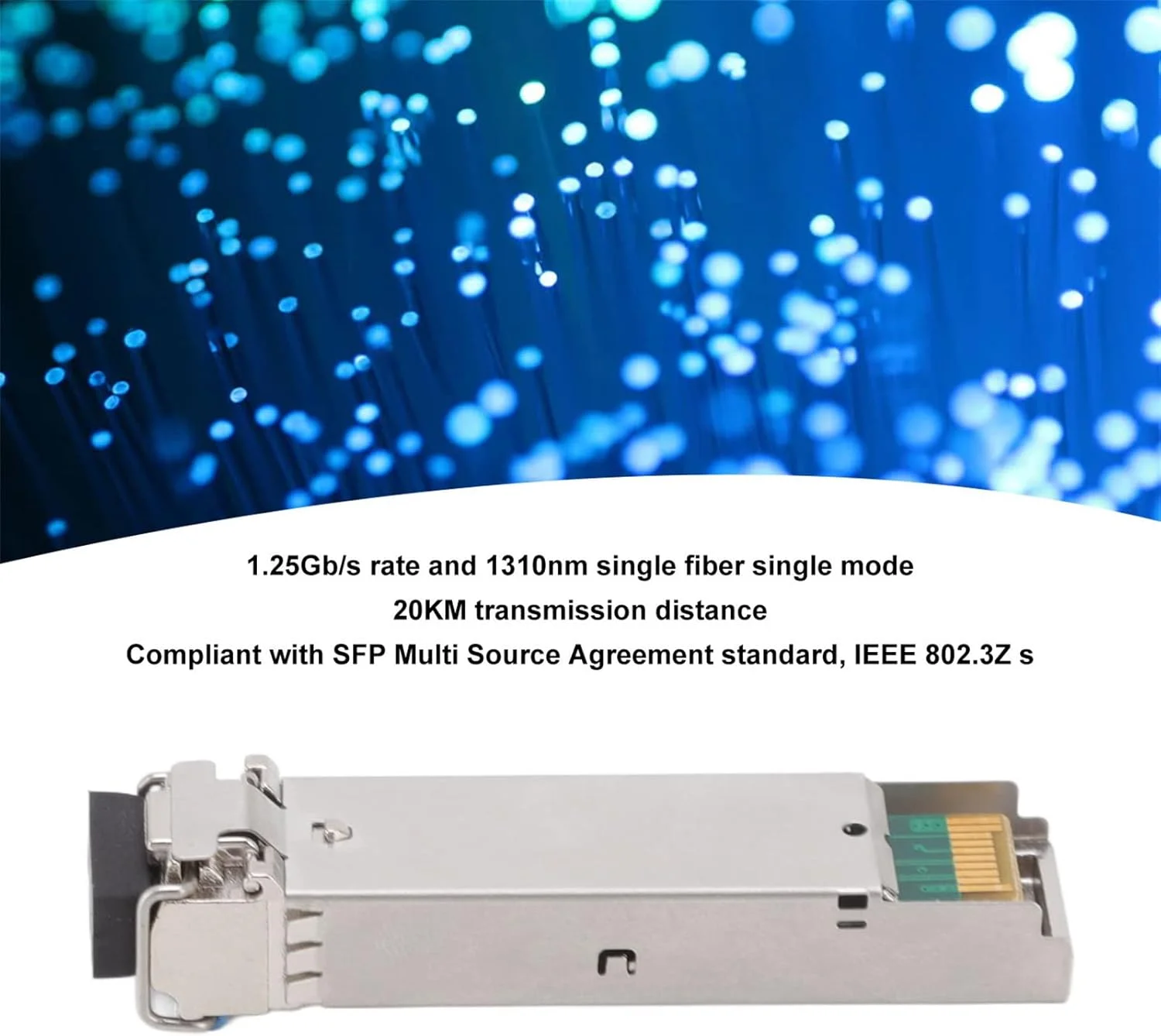 فرستنده و گیرنده SFP GOWENIC، 1.25G 1310nm تک فیبر تک حالته 20 کیلومتر فاصله، پشتیبانی از ماژول نوری DDM SFP، برای سوییچ ها و روترها