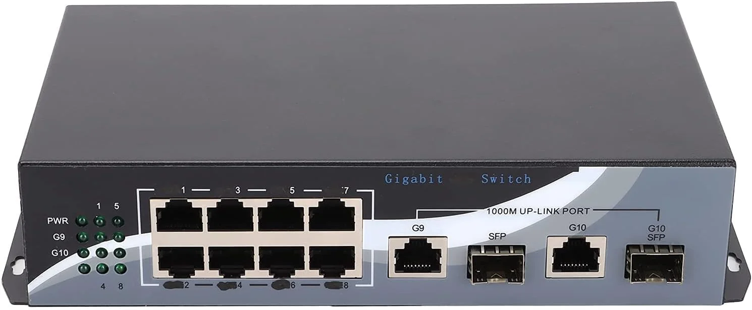 مبدل رسانه گیگابیتی اترنت تک حالته، SFP SC فیبر 2 پورت 1000Base-SXLX به 10 پورت RJ45 10/100/1000 شبکه ماژول گیرنده فرستنده حسگر خودکار