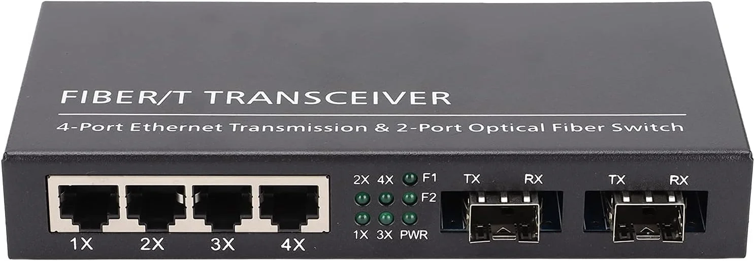 مبدل رسانه اترنت گیگابیتی تک حالته، SFP SC فیبر 2 پورت 1000Base-SXLX به 4 پورت RJ45 10/100/1000 شبکه ماژول فرستنده و گیرنده حسگر خودکار