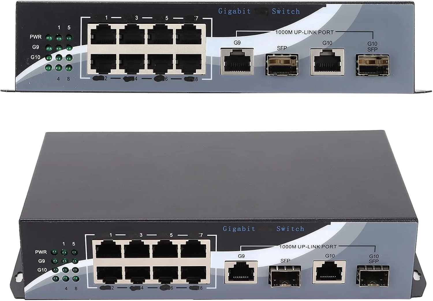 مبدل رسانه گیگابیتی اترنت تک حالته، SFP SC فیبر 2 پورت 1000Base-SXLX به 10 پورت RJ45 10/100/1000 شبکه ماژول گیرنده فرستنده حسگر خودکار