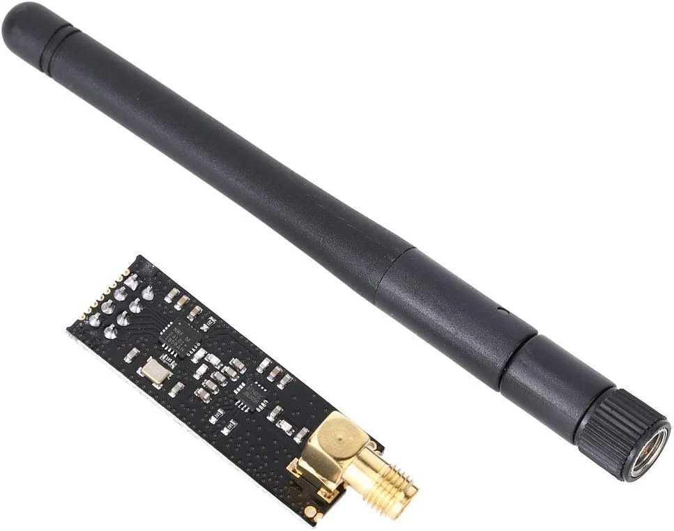 ماژول فرستنده و گیرنده بی سیم 2.4GHz NRF24L01P+PA+LNA با آنتن SMA برای ارتباطات فوق العاده دوربرد، انتقال RF پایدار، طراحی فشرده