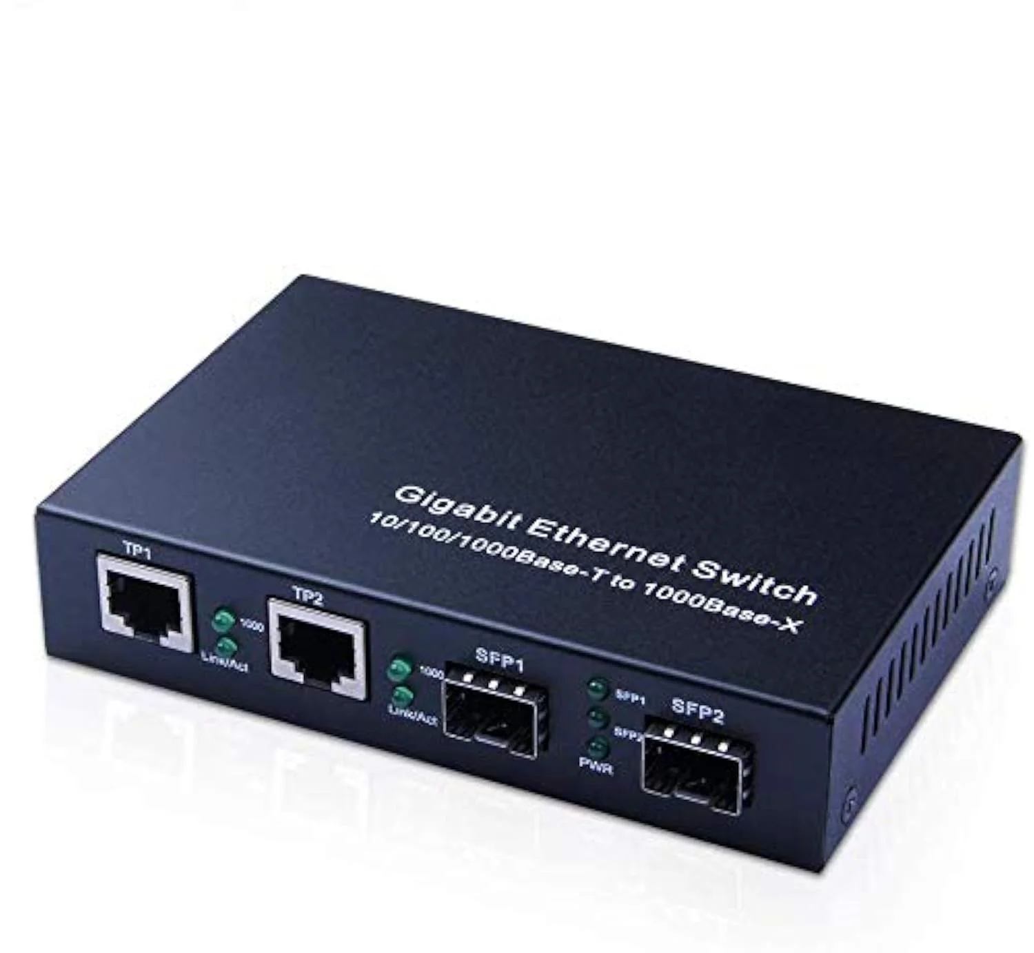 مبدل رسانه فیبر به اترنت گیگابیتی ipolex SFP به RJ45، دو پورت RJ45 10/100/1000 مگابیت بر ثانیه به اسلات های SFP 1000Base-SX/LX/EX، پشتیبانی از ماژول های SFP گیگابیتی، بدون فرستنده گیرنده