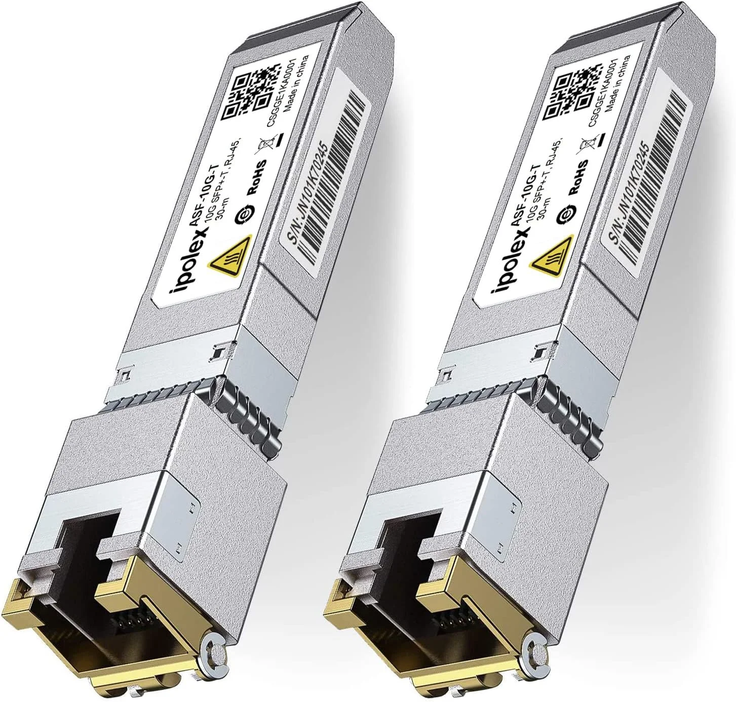 فرستنده و گیرنده 10G SFP+ به RJ45، ماژول مسی 10GBase-T SFP+، آداپتور اترنت 10 گیگابایتی برای سیسکو SFP-10G-T، یوبیکیوتی UniFi UACC-CM-RJ45-MG، نت گیر، تی پی-لینک، سینولوژی و غیره، بسته 2 عددی