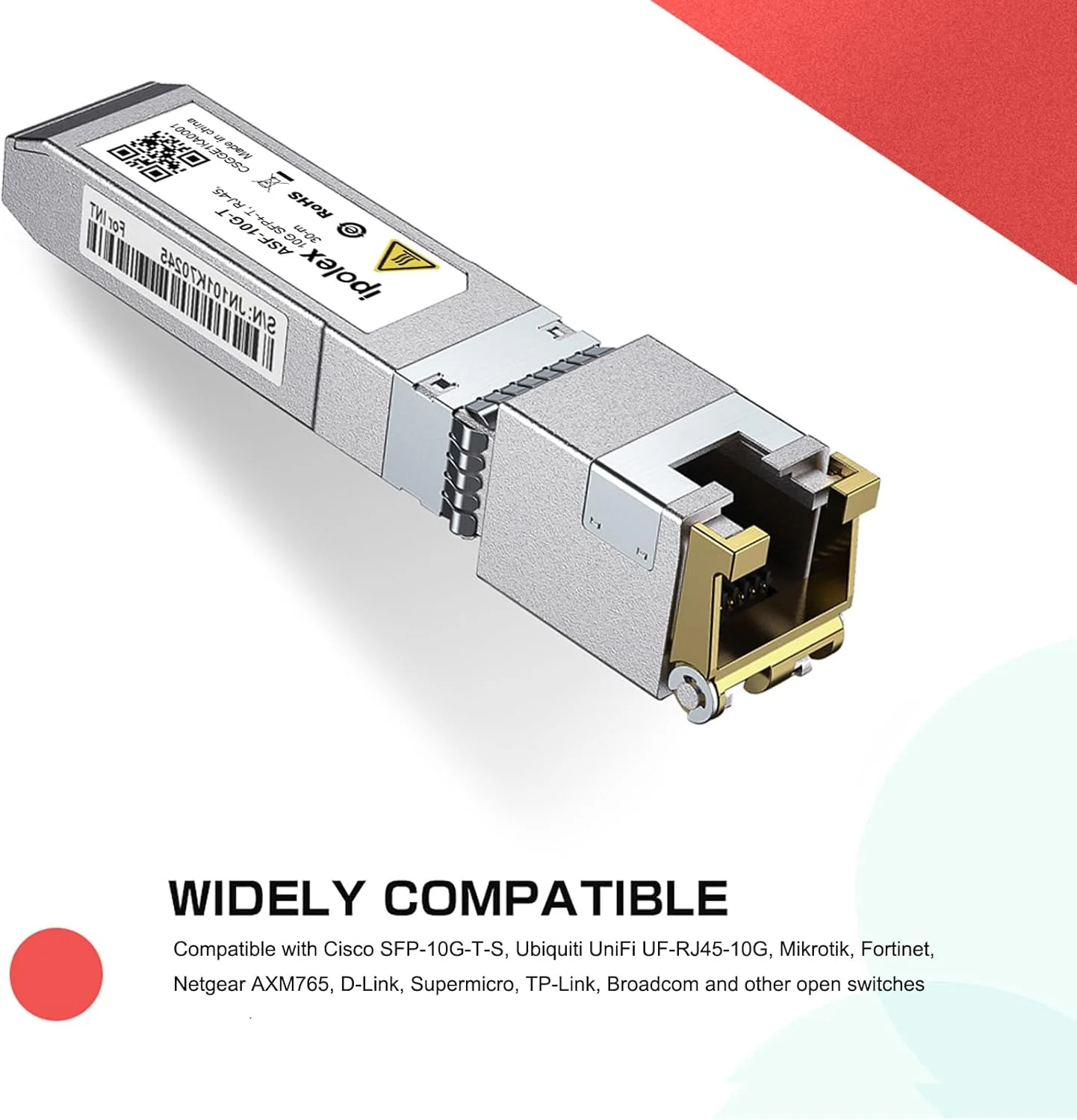 فرستنده و گیرنده 10G SFP+ به RJ45، ماژول مسی 10GBase-T SFP+، آداپتور اترنت 10 گیگابایتی برای سیسکو SFP-10G-T، یوبیکیوتی UniFi UACC-CM-RJ45-MG، نت گیر، تی پی-لینک، سینولوژی و غیره، بسته 2 عددی