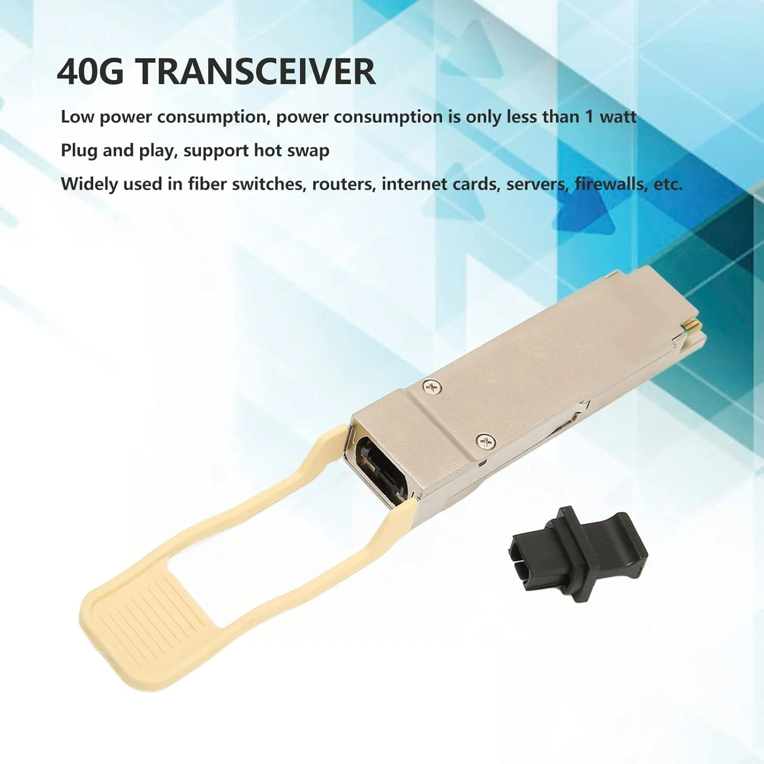 فرستنده و گیرنده ۴۰G QSFP SR آلیاژ روی، چند حالته MPO 850 نانومتر تا ۱۰۰ متر، ماژول نوری QSFP با مصرف انرژی پایین برای سرورها و فایروال‌ها