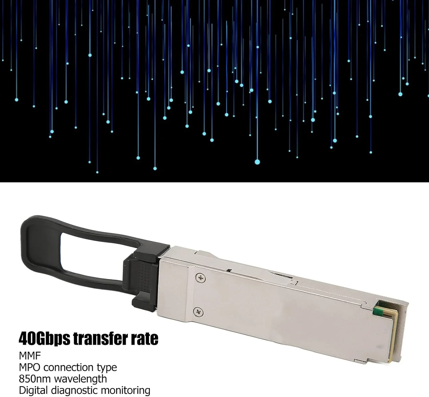 فرستنده و گیرنده 40G QSFP، ماژول نوری فیبر QSFP 850nm 40GBASE SR4 100M 40Gbps MMF آلیاژ روی MMF سازگار با Huawei 850nm