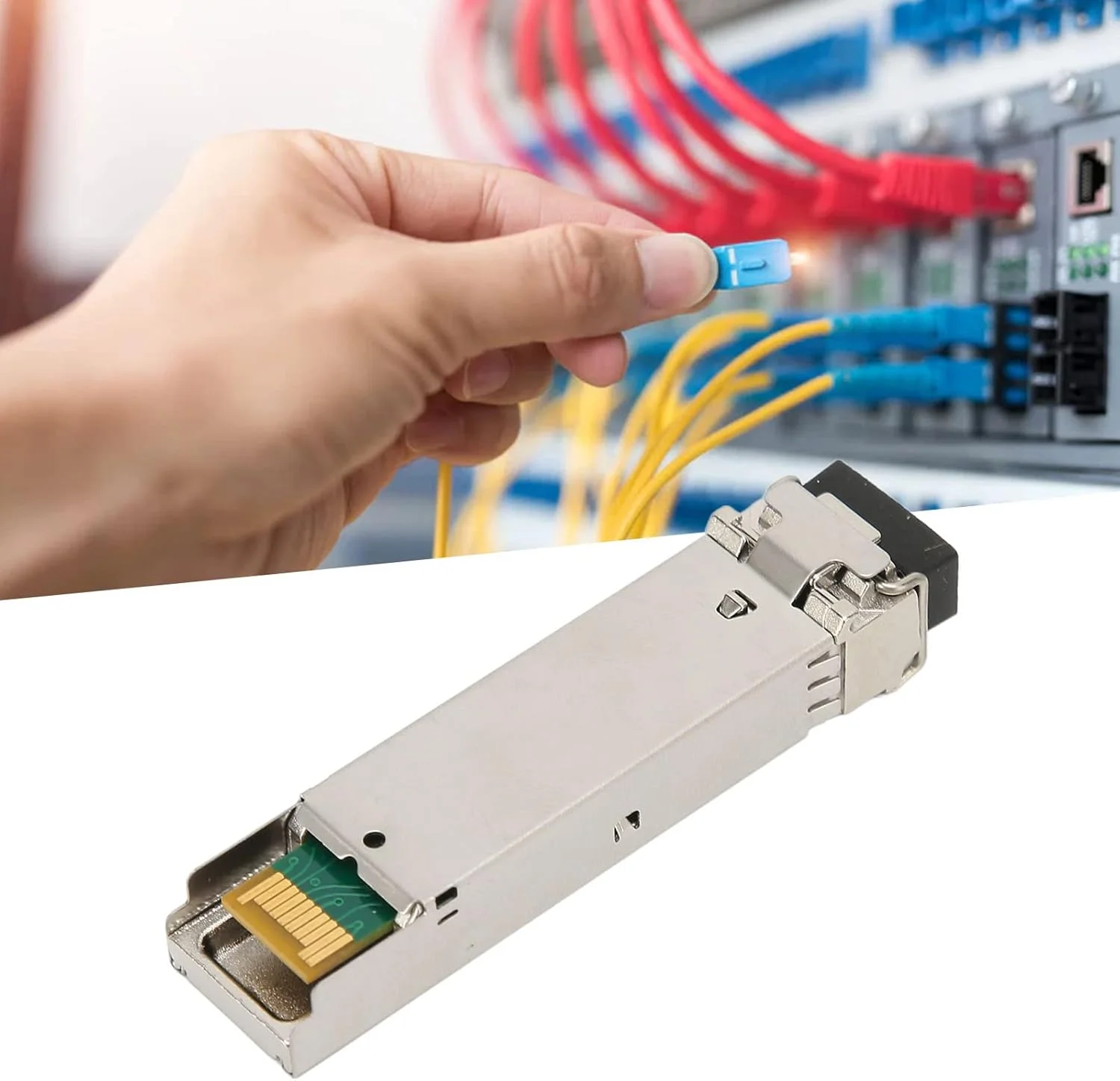 فرستنده و گیرنده فیبر نوری KOSDFOGE 1.25G SFP، LC سینگل مود 1.25 گیگابیت بر ثانیه RX1550 TX1310nm 40km آلیاژ روی SFP GE LX40 SM1310 BIDI با پشتیبانی از DDM SFP ماژول نوری برای روتر سوییچ