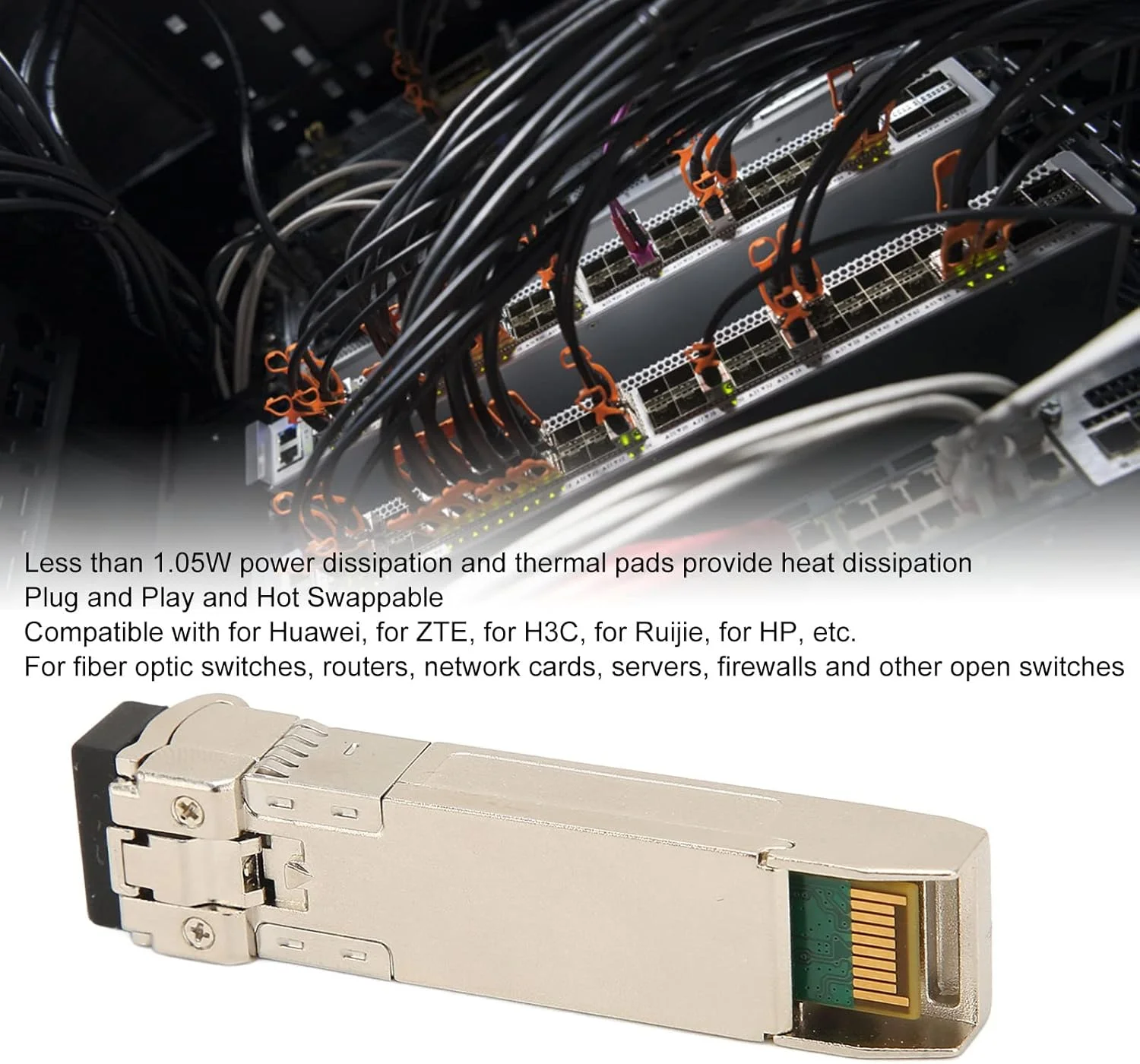 فرستنده و گیرنده SFP+ 10G تک حالته تک فیبر 1270 نانومتر LC انتقال 40 کیلومتر با پشتیبانی از DDM برای روترها