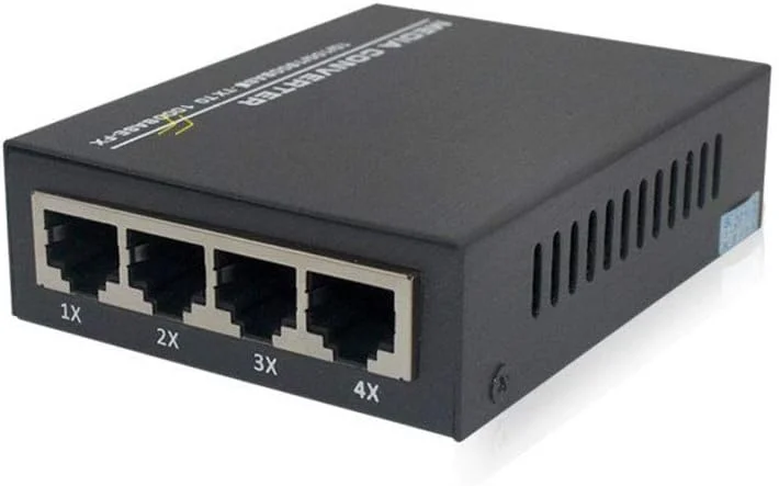 محصولات شبکه فرستنده و گیرنده فیبر LOCZEK مدل HTB-BS14-A 100M 1 نوری 4 الکتریکی تک حالته تک فیبر مبدل فوتوالکتریک 4 پورت