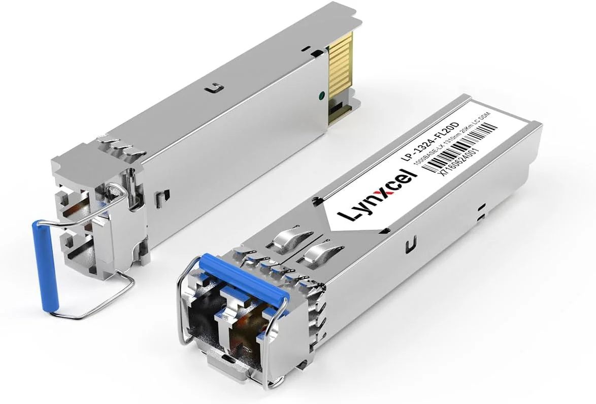 فرستنده و گیرنده 1.25G SFP LC، ماژول SFP تک حالته 1000Base-LX، دوگانه LC با طول موج 1310 نانومتر، تا 20 کیلومتر برای سیسکو، یوبیکویتی یونی‌فای، تی‌پی-لینک، مراکی، اینتل، میکروتیک، نت‌گیر و غیره، بسته 2 عددی