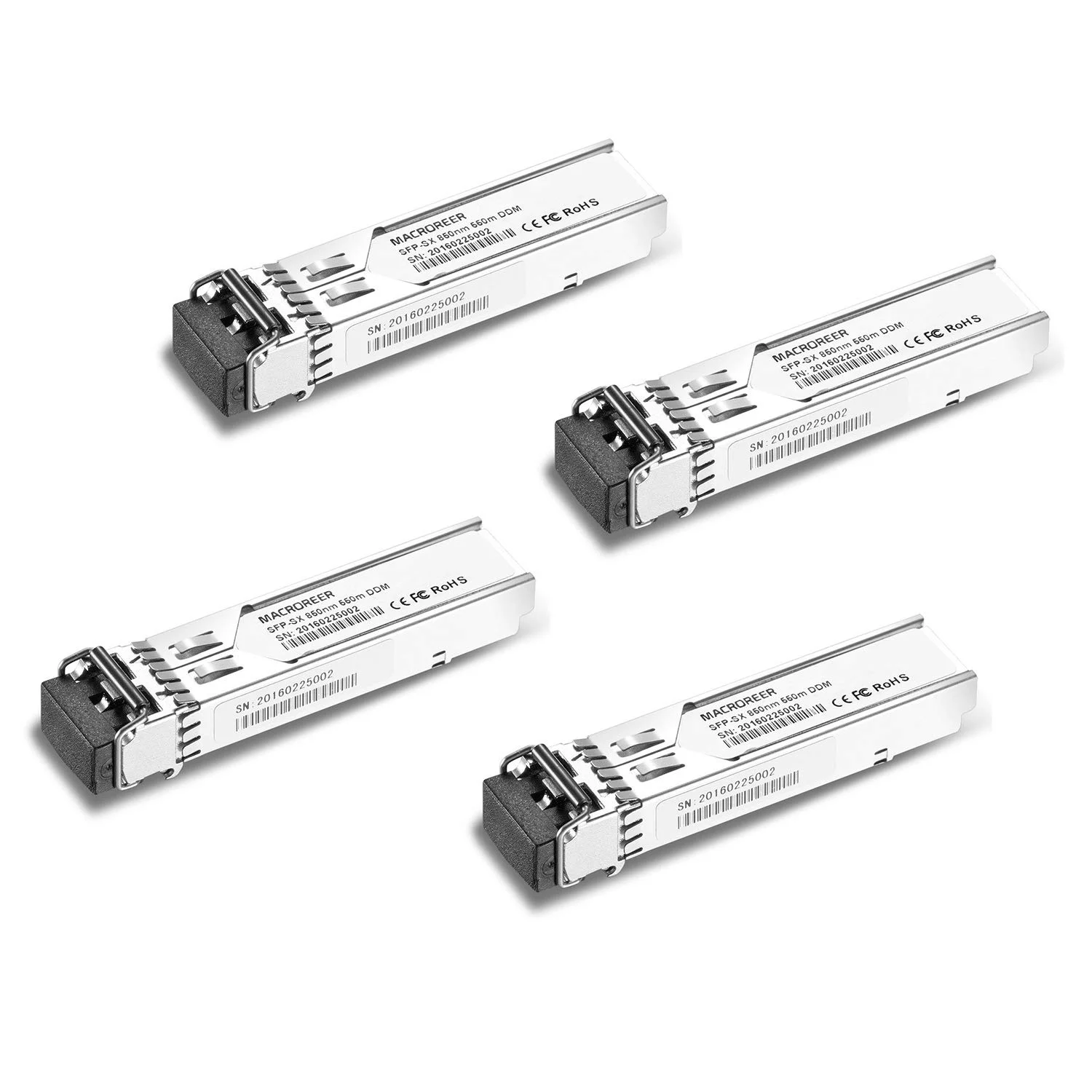 ماژول SFP گیگابیتی Macroreer مدل J4858C سازگار با HP، چند حالته Mini-GBIC 850 نانومتر 550 متر، بسته 4 عددی