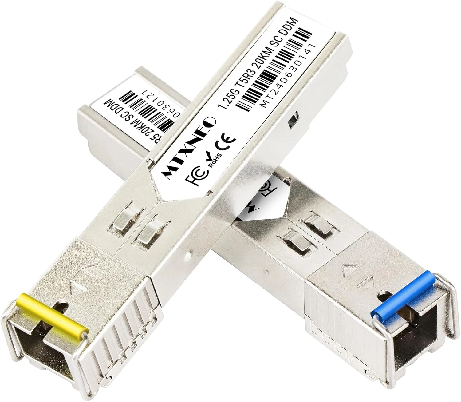 یک جفت فرستنده و گیرنده 1.25G SFP WDM SC Bidi، ماژول فیبر تک حالته Simplex 1000Base-BIDI SMF 1310nm/1550nm DDM تا 20 کیلومتر برای سیسکو GLC-BX-D، Ubiquiti UniFi UF-SM-1G-S، Mikrotik و غیره