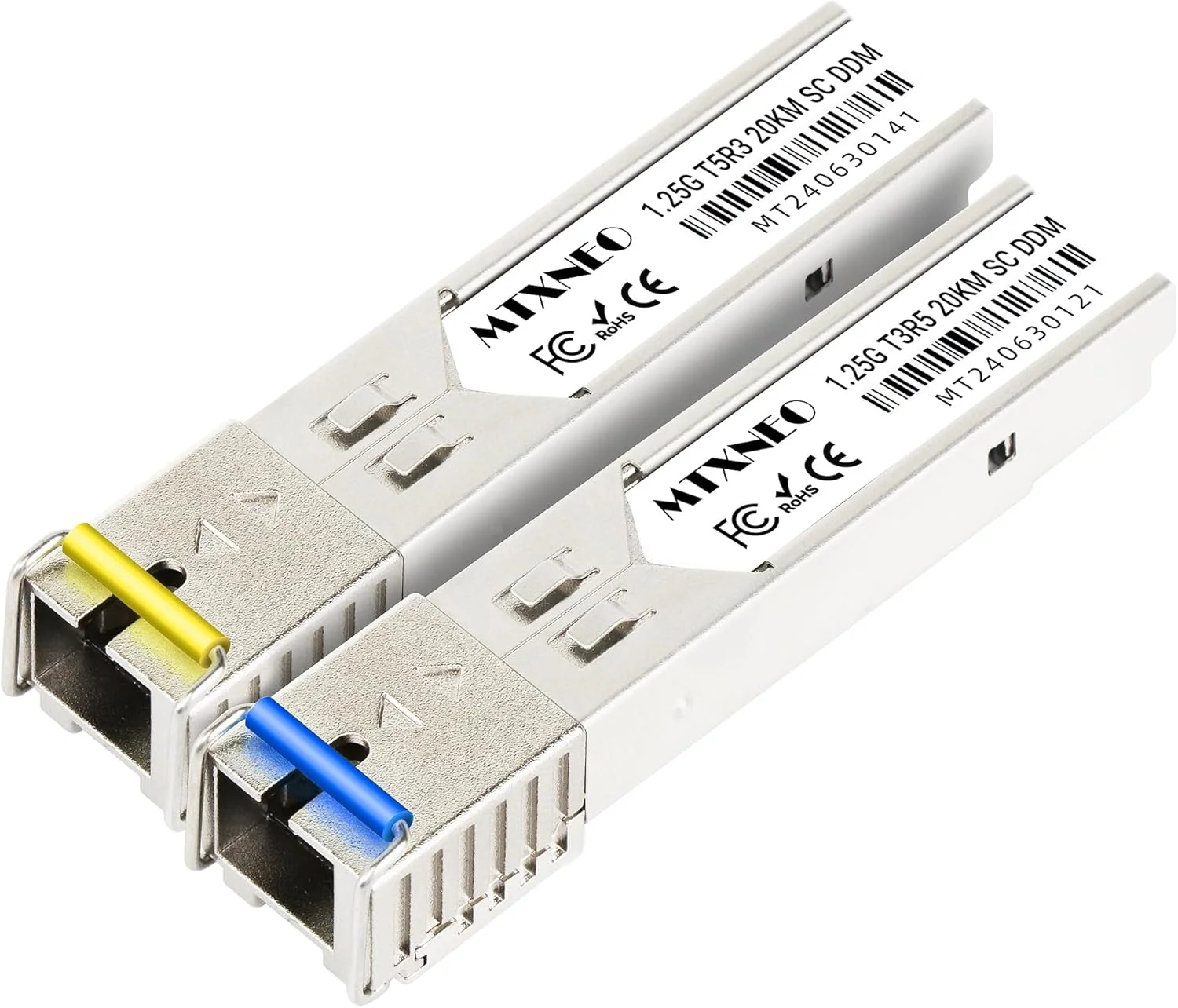 یک جفت فرستنده و گیرنده 1.25G SFP WDM SC Bidi، ماژول فیبر تک حالته Simplex 1000Base-BIDI SMF 1310nm/1550nm DDM تا 20 کیلومتر برای سیسکو GLC-BX-D، Ubiquiti UniFi UF-SM-1G-S، Mikrotik و غیره