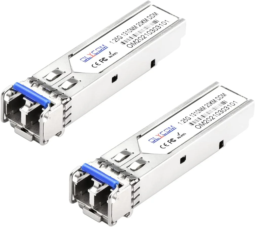 دو عدد ماژول صنعتی SFP 1.25Gb/s فرستنده و گیرنده فیبر 20 کیلومتری Duplex LC 1310nm Single-Mode DDM