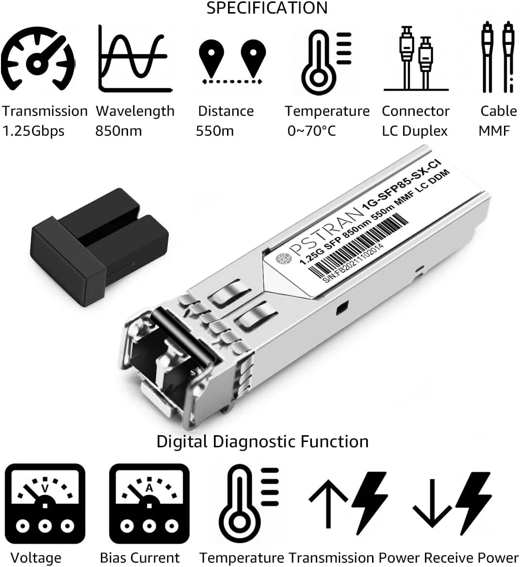 ماژول فرستنده و گیرنده نوری OPSTRAN 1000BASE-SX SFP سازگار با Fortinet FN-TRAN-SX FG-TRAN-SX FR-TRAN-SX 850nm 550m DDM Duplex LC MMF