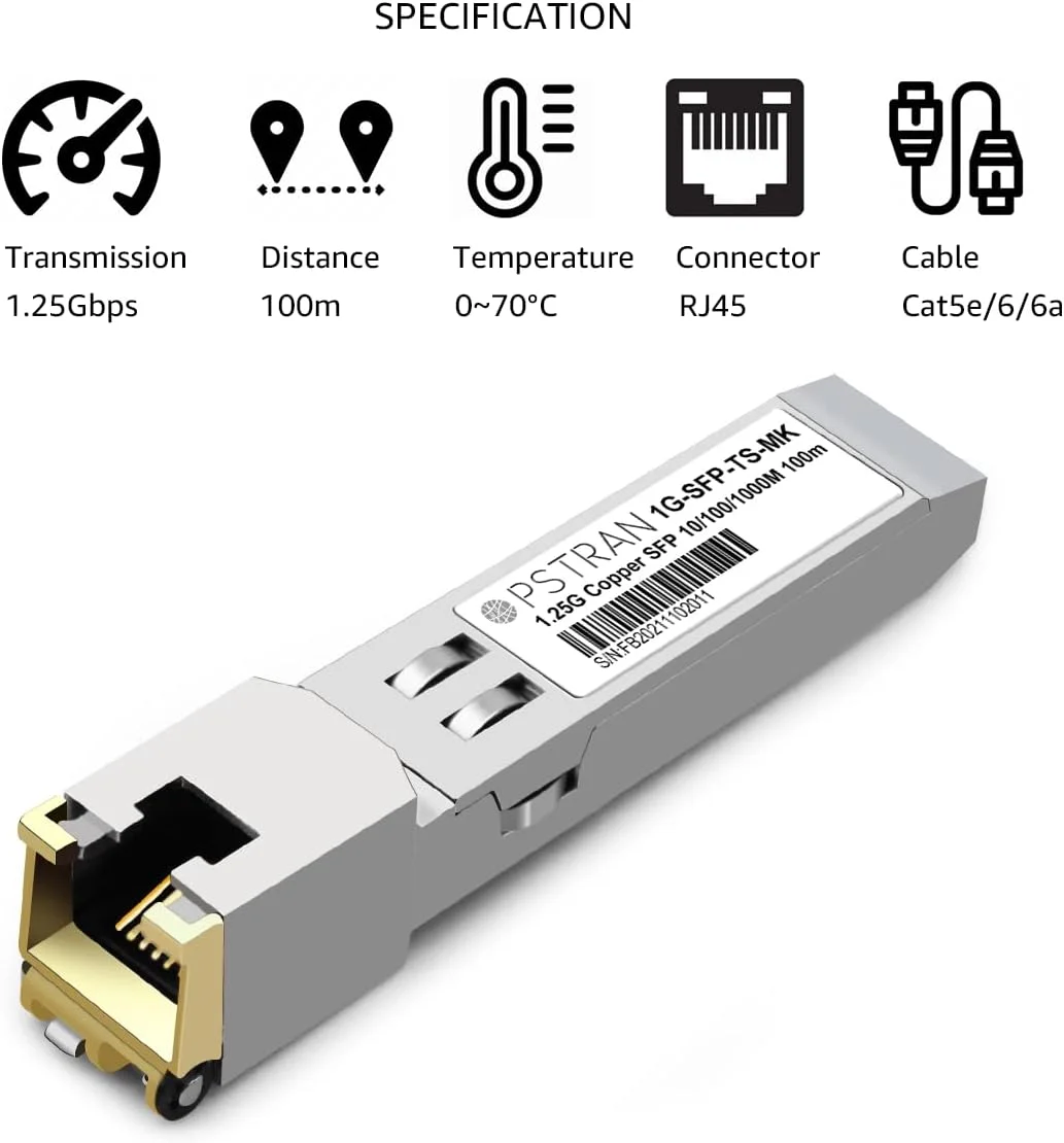 ماژول فرستنده و گیرنده مسی OPSTRAN 1000BASE-T SFP به RJ-45 برای Microtik S-RJ01 10/100/1000M 100m Cat5e/6