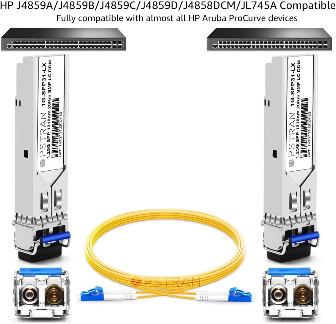 ماژول فرستنده و گیرنده نوری OPSTRAN 1000BASE-LX/LH SFP سازگار با HPE Aruba J4859D J4859DCM JL746A ProCurve J4859C J4859B J4859A 1310nm 20km DDM Duplex LC SMF