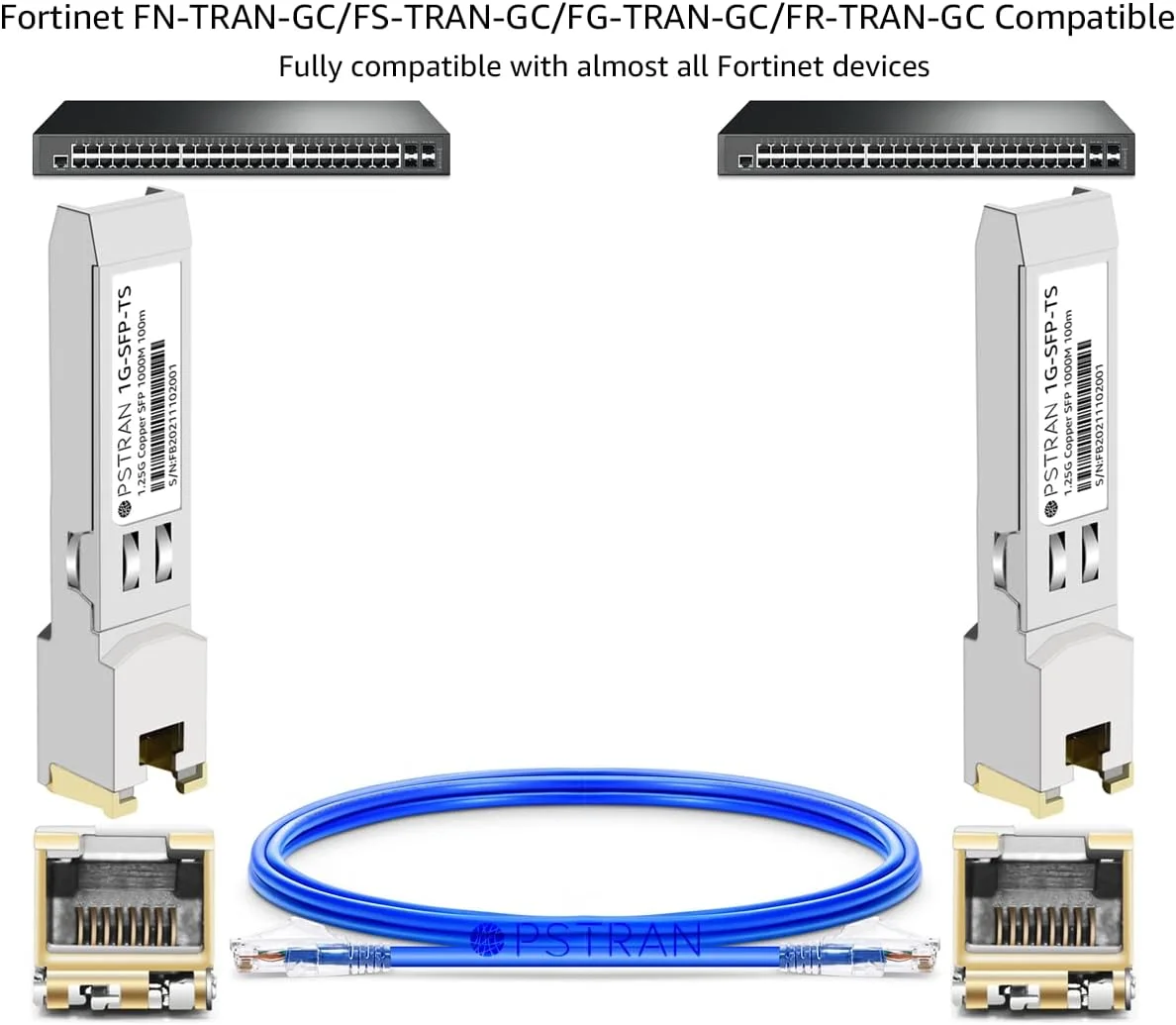 ماژول فرستنده و گیرنده مسی 1000BASE-T SFP به RJ-45 سازگار با Fortinet FS-TRAN-GC FG-TRAN-GC FR-TRAN-GC 100 متری Cat5e/6