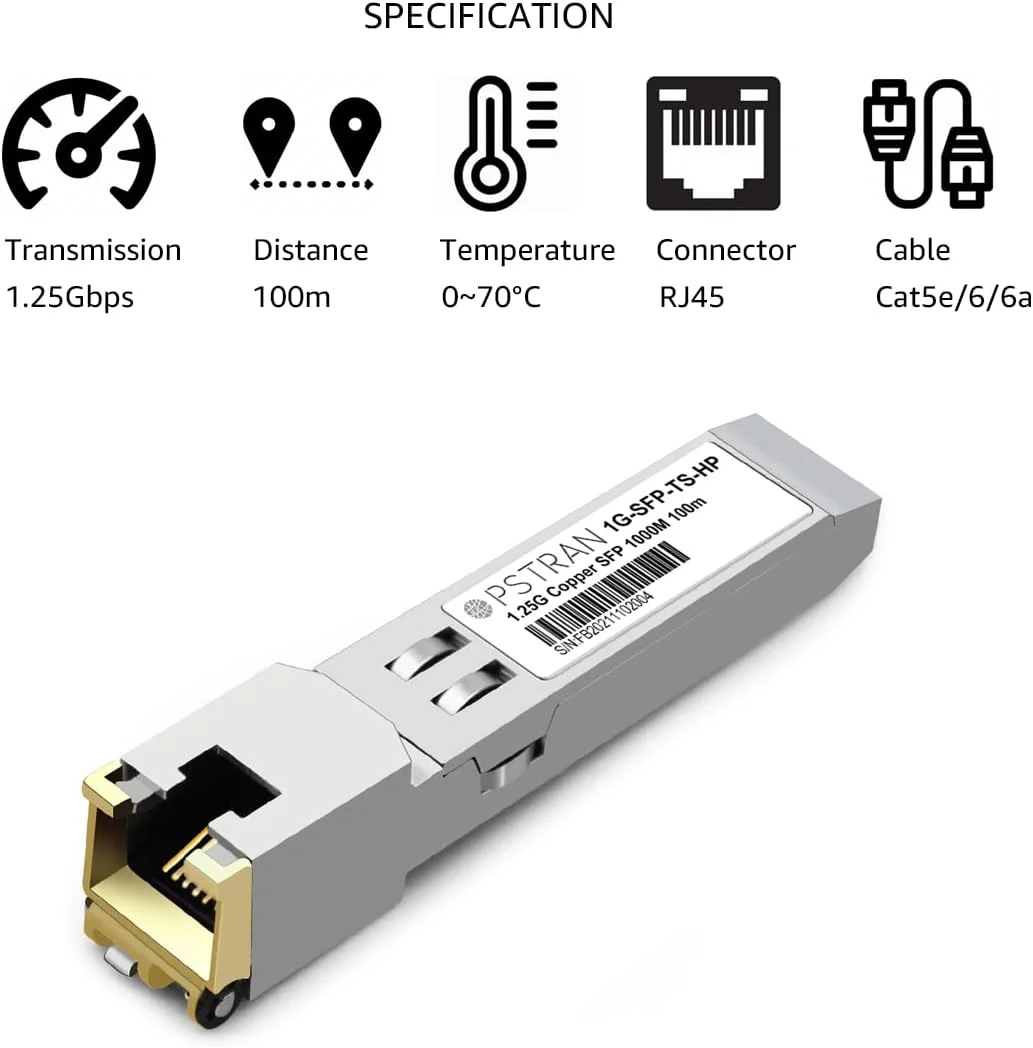 ماژول فرستنده و گیرنده مسی OPSTRAN 1000BASE-T SFP به RJ-45 سازگار با HPE Aruba J8177D J8177DCM JL747A/ Procurve J8177C J8177B J8177A 100m Cat5e/6