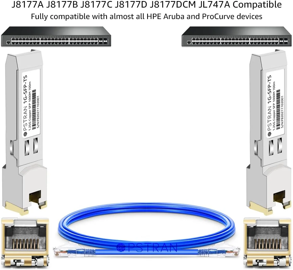 ماژول فرستنده و گیرنده مسی OPSTRAN 1000BASE-T SFP به RJ-45 سازگار با HPE Aruba J8177D J8177DCM JL747A/ Procurve J8177C J8177B J8177A 100m Cat5e/6