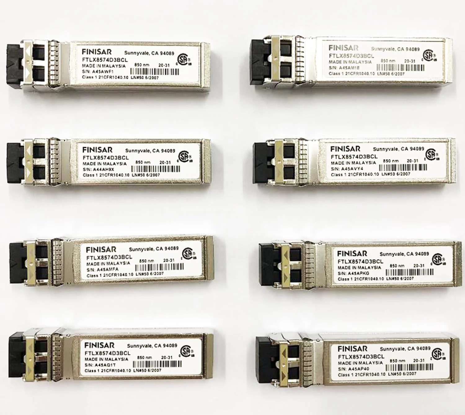 فرستنده و گیرنده نوری جدید 10Gb/s LC SFP Finisar FTLX8574D3BCL 850nm Multimode 400m 10GBASE-SR/SW 10gb Fiber SFP+ Mini GBIC Module