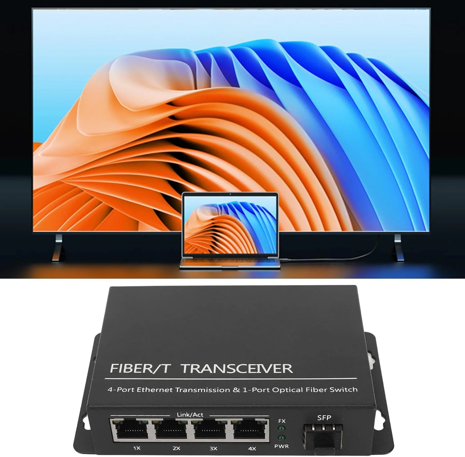 فرستنده و گیرنده فیبر Pokerty9، مبدل رسانه فیبر SFP پورت RJ45 تا 120 کیلومتر، اتصال و پخش 100-240 ولت (تنظیم کننده بریتانیایی)