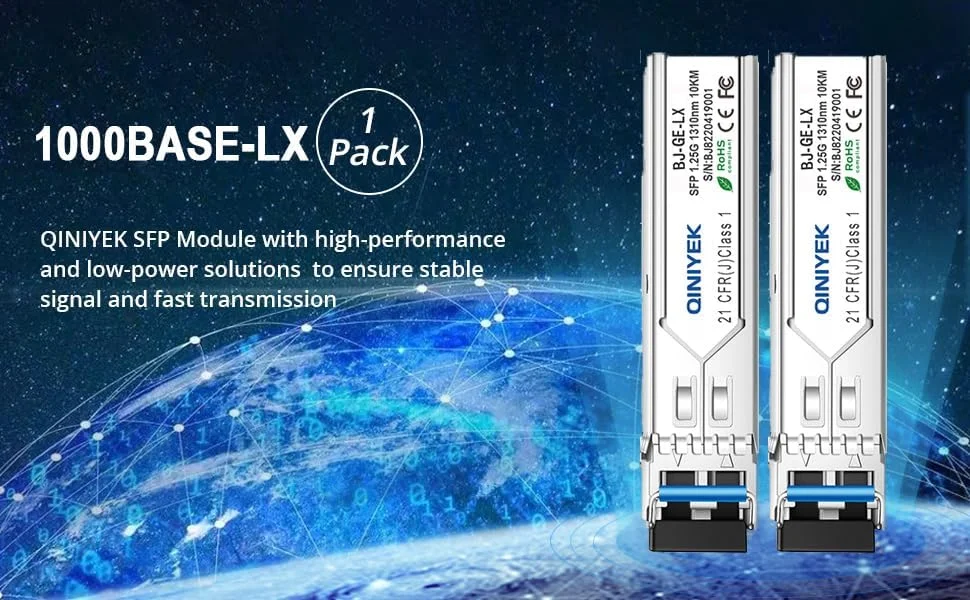 ماژول SFP به LC مدل 1000Base-LX، فرستنده و گیرنده فیبر SFP تک حالته برای سیسکو GLC-LH-SMD، Meraki MA-SFP-1GB-LX10، Ubiquiti، Fortinet، Mikrotik، Netgear (SMF، 1310 نانومتر، 20 کیلومتر، DDM) بسته 2 عددی