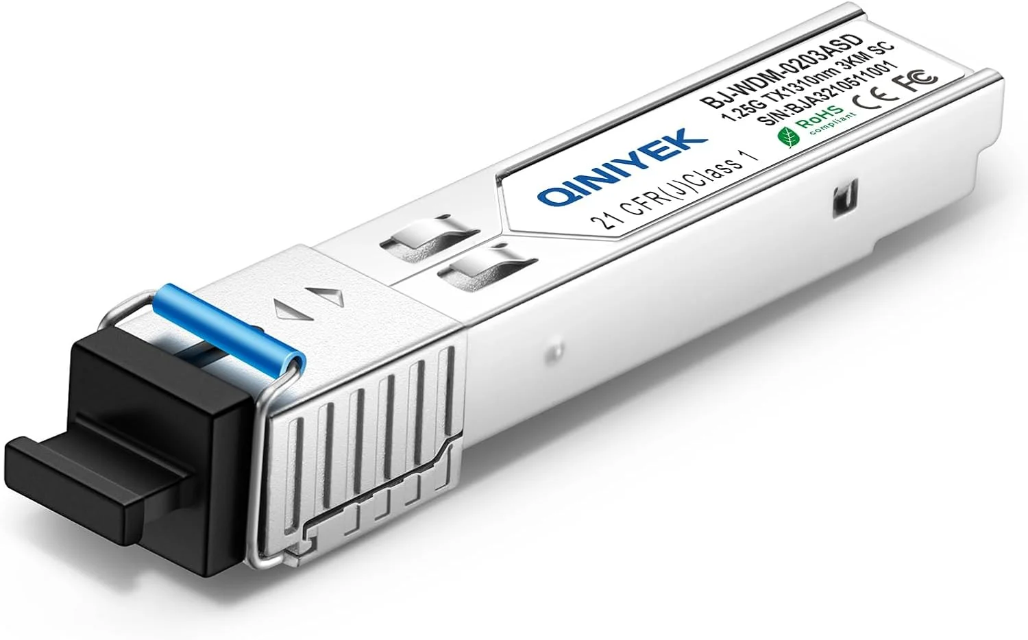 ماژول SC سیمپلکس QINIYEK یک جفت 3KM، کانکتور فیبر تک حالته 1.25G، ماژول فرستنده و گیرنده SFP SFP-WDM-SM 1000BASE BiDi 1310nm/1550nm