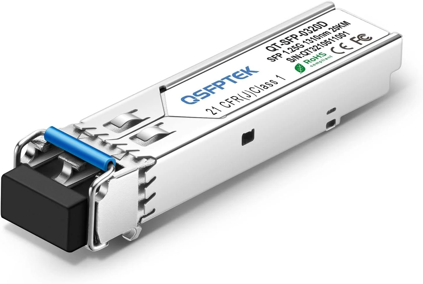 ماژول فرستنده-گیرنده QSFPTEK 1G Gigabit SFP، 1000Base-LX/LH LC 1310nm، 20km Mini-GBIC Single Mode SFP برای سیسکو GLC-LH-SM-20، مراکی، Ubiquiti Unifi، Mikrotik، Fortinet