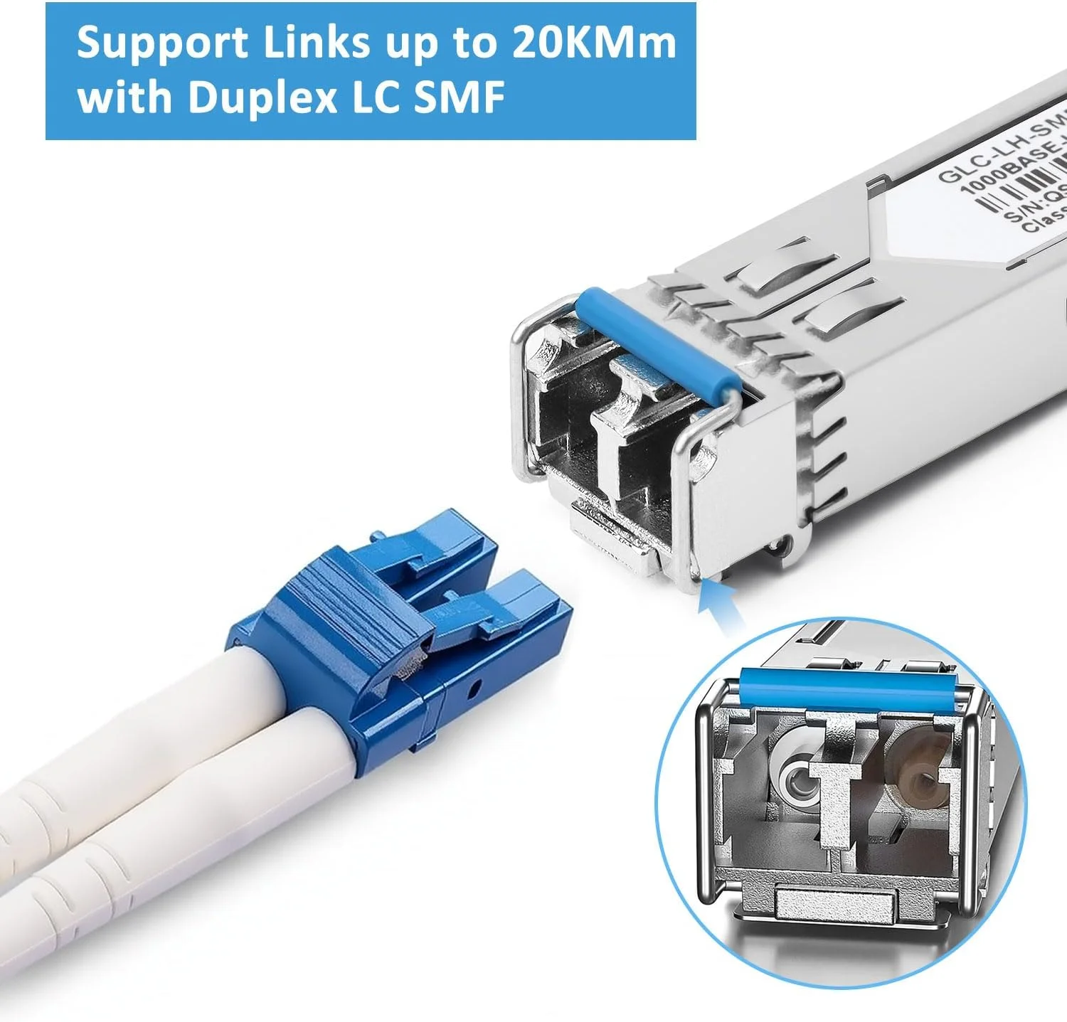 فرستنده و گیرنده نوری QSFPNESE 1.25G SFP 1000BASE-LX، ماژول SMF 1310 نانومتری، تا 10KM/20KM، سازگار با Cisco GLC-LH-SMD، Meraki، D-Link، Supermicro، Fortinet، Ubiquiti، Netgear، Mikrotik